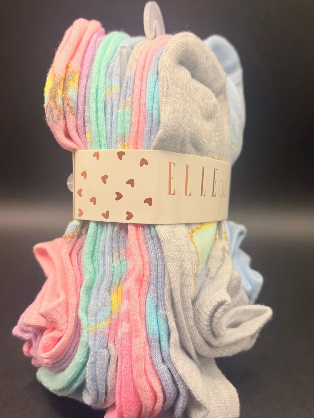 NWT ELLE Girl 20 Pair Girls Ankle Socks Size 6-8 Shoe 10.5-4 Butterfly